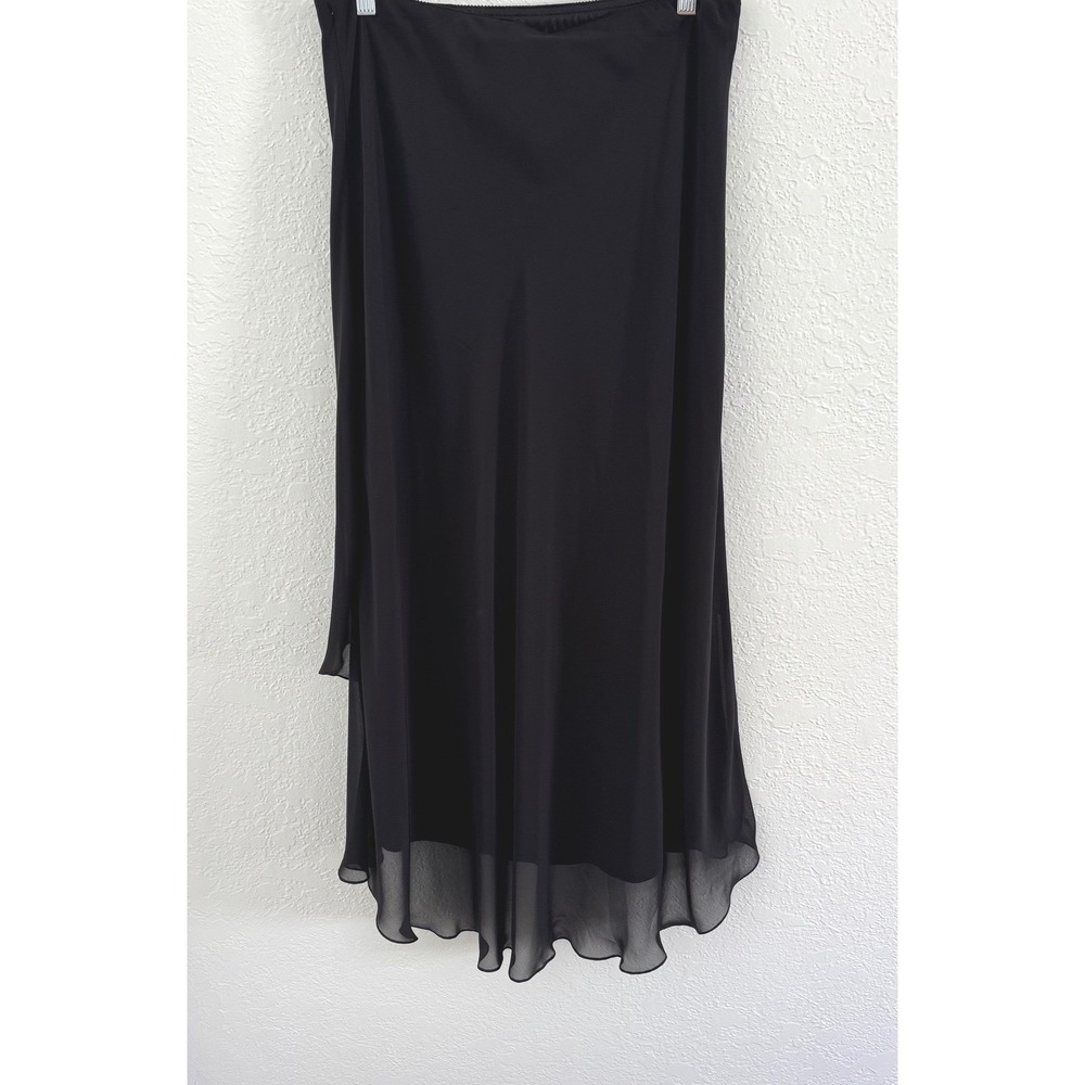 Alex Evenings Tiered Maxi Skirt Large Black Chiffon Whimsigoth Witchy Party